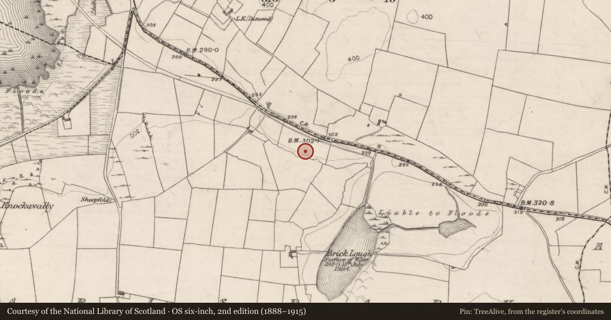Ordnance Survey six-inch map, 2nd edition (1888–1915) covering the location of Deer park, Earlspark, County Galway, with a pin at the register's coordinates