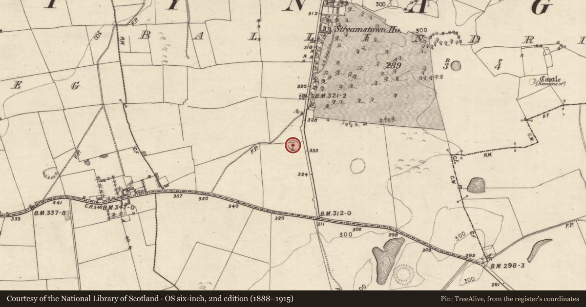 Ordnance Survey six-inch map, 2nd edition (1888–1915) covering the location of Ringfort - rath, Ballindrimna, County Galway, with a pin at the register's coordinates