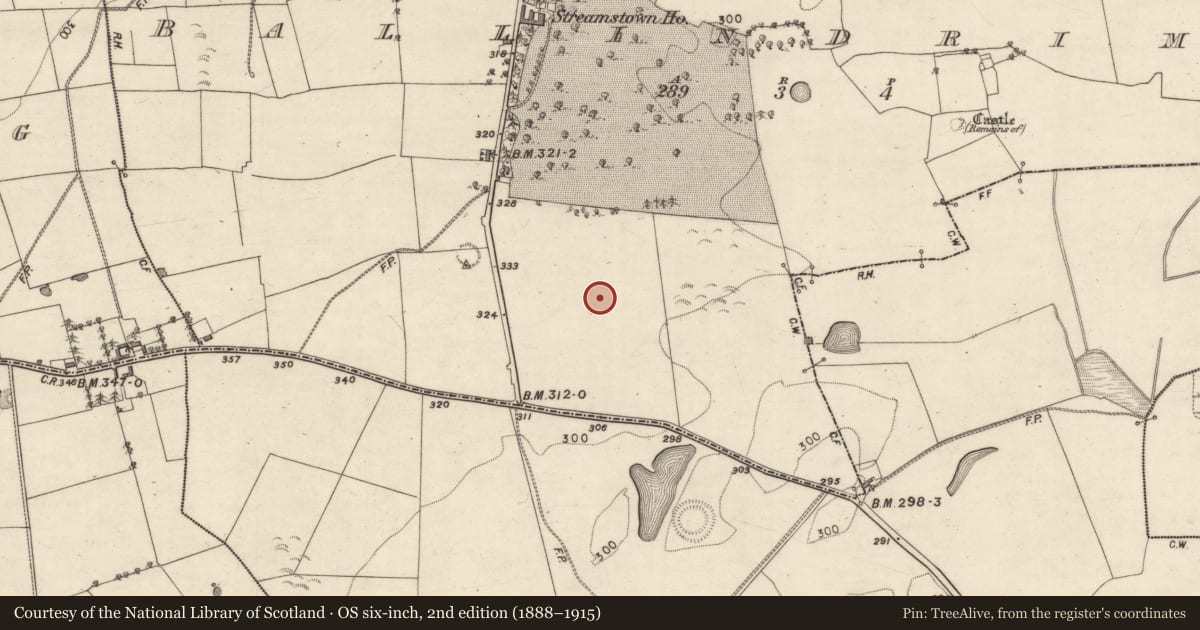 Ordnance Survey six-inch map, 2nd edition (1888–1915) covering the location of Ringfort - rath, Ballindrimna, County Galway, with a pin at the register's coordinates