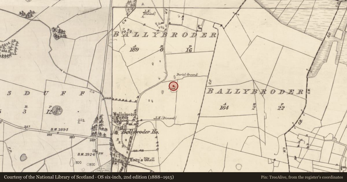 Ordnance Survey six-inch map, 2nd edition (1888–1915) covering the location of Souterrain, Ballybroder, County Galway, with a pin at the register's coordinates