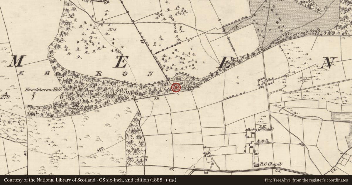 Ordnance Survey six-inch map, 2nd edition (1888–1915) covering the location of Chapel, Ballydoogan, County Galway, with a pin at the register's coordinates