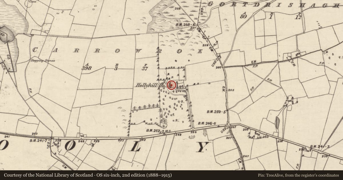 Ordnance Survey six-inch map, 2nd edition (1888–1915) covering the location of Country house, Carrowroe, County Galway, with a pin at the register's coordinates