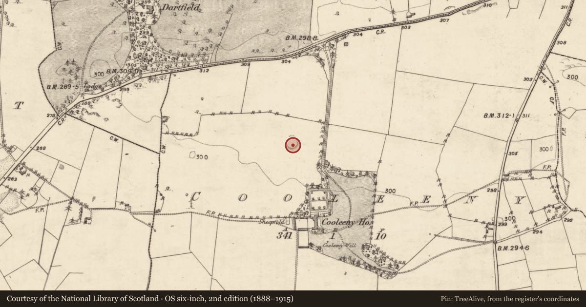 Ordnance Survey six-inch map, 2nd edition (1888–1915) covering the location of Ringfort - rath, Cooleeny, County Galway, with a pin at the register's coordinates