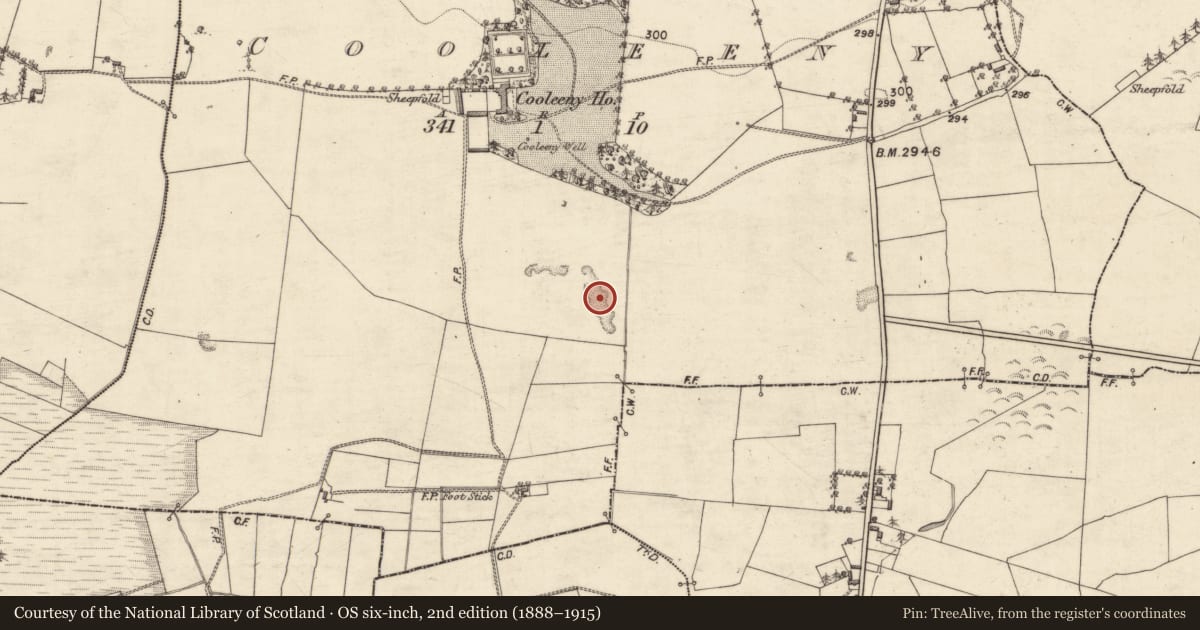 Ordnance Survey six-inch map, 2nd edition (1888–1915) covering the location of Quarry, Cooleeny, County Galway, with a pin at the register's coordinates