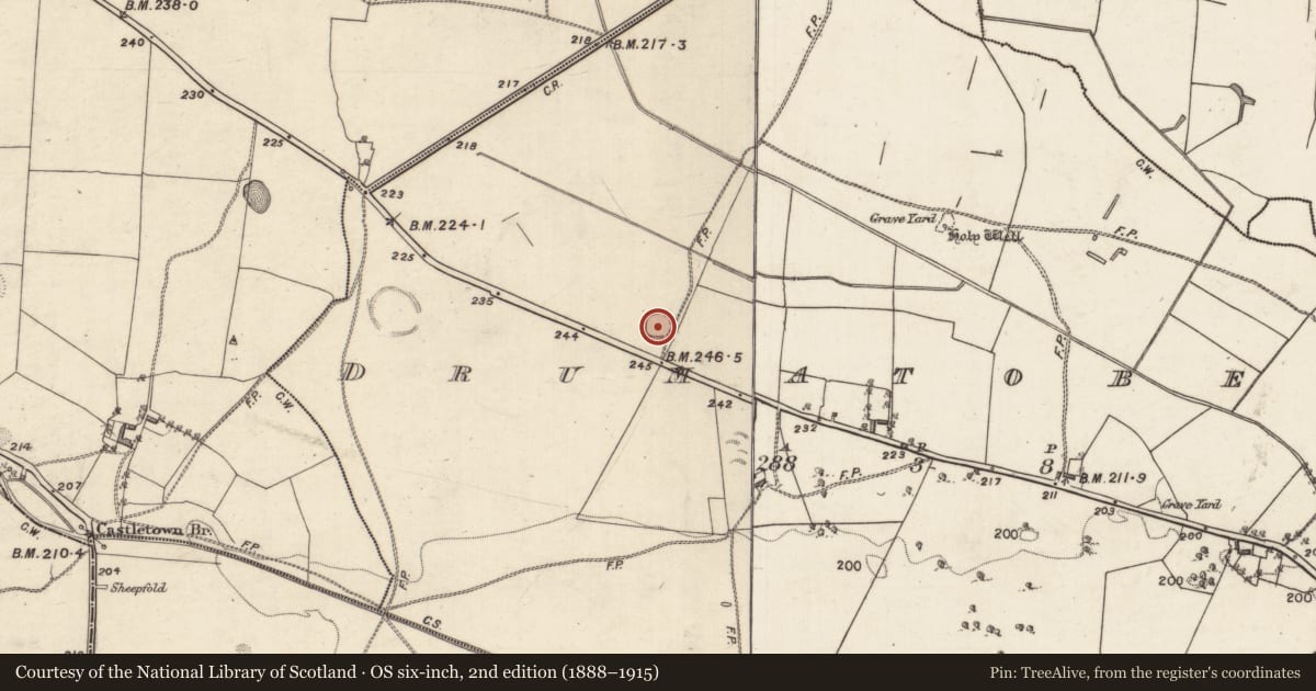 Ordnance Survey six-inch map, 2nd edition (1888–1915) covering the location of Ringfort - rath, Drumatober, County Galway, with a pin at the register's coordinates