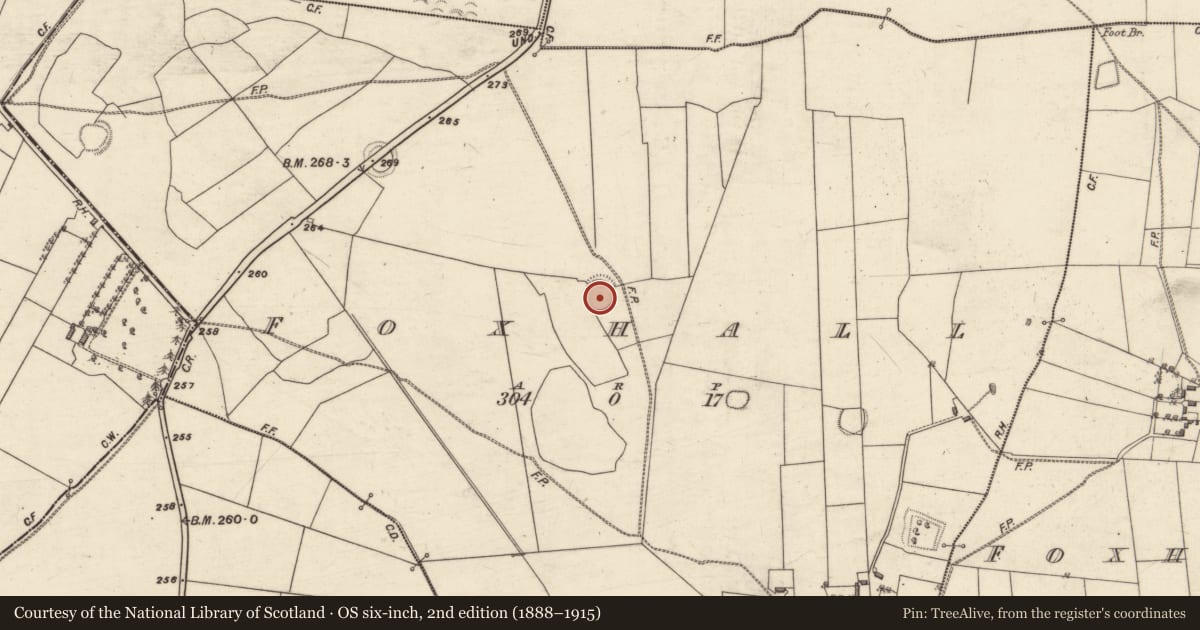 Ordnance Survey six-inch map, 2nd edition (1888–1915) covering the location of Ringfort - rath, Foxhall, County Galway, with a pin at the register's coordinates
