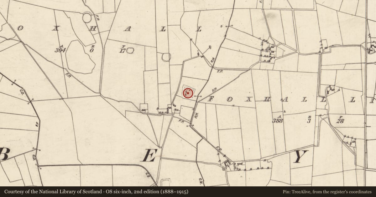 Ordnance Survey six-inch map, 2nd edition (1888–1915) covering the location of Enclosure, Foxhall, County Galway, with a pin at the register's coordinates