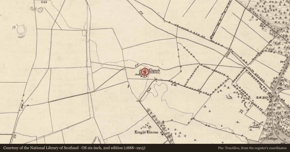 Ordnance Survey six-inch map, 2nd edition (1888–1915) covering the location of Children's burial ground, Kilmeen, County Galway, with a pin at the register's coordinates