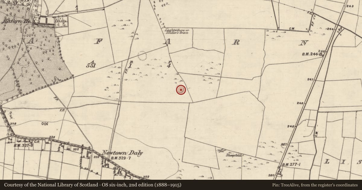 Ordnance Survey six-inch map, 2nd edition (1888–1915) covering the location of Souterrain, Rafarn, County Galway, with a pin at the register's coordinates