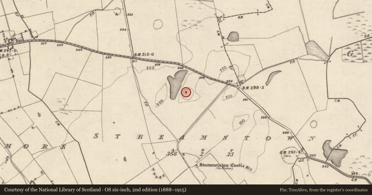 Ordnance Survey six-inch map, 2nd edition (1888–1915) covering the location of Ringfort - rath, Streamstown, County Galway, with a pin at the register's coordinates