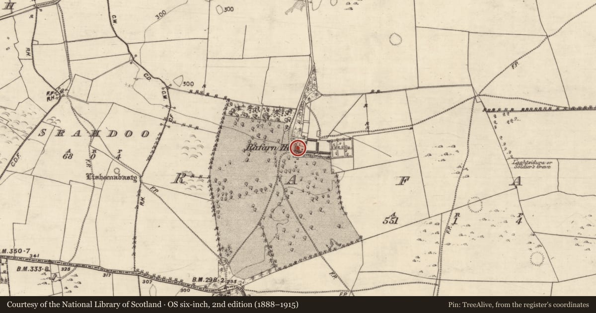 Ordnance Survey six-inch map, 2nd edition (1888–1915) covering the location of Country house, Rafarn (ED Leitrim), County Galway, with a pin at the register's coordinates