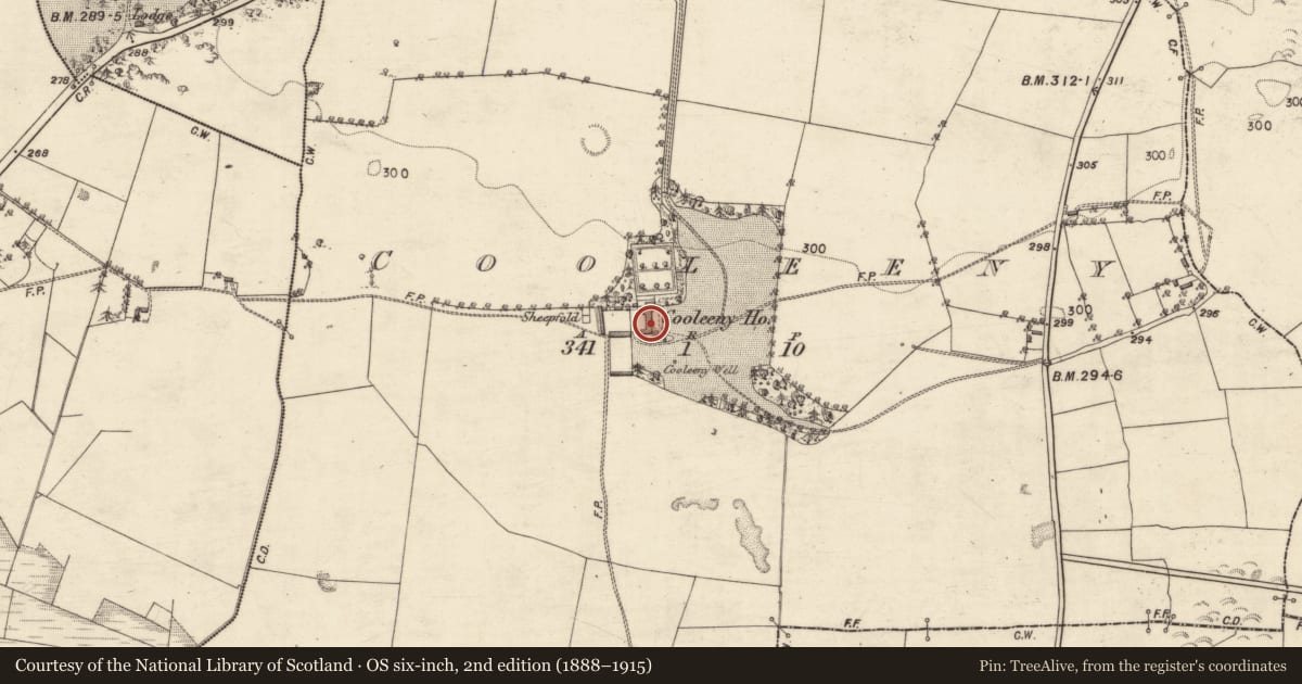 Ordnance Survey six-inch map, 2nd edition (1888–1915) covering the location of House - indeterminate date, Cooleeny, County Galway, with a pin at the register's coordinates