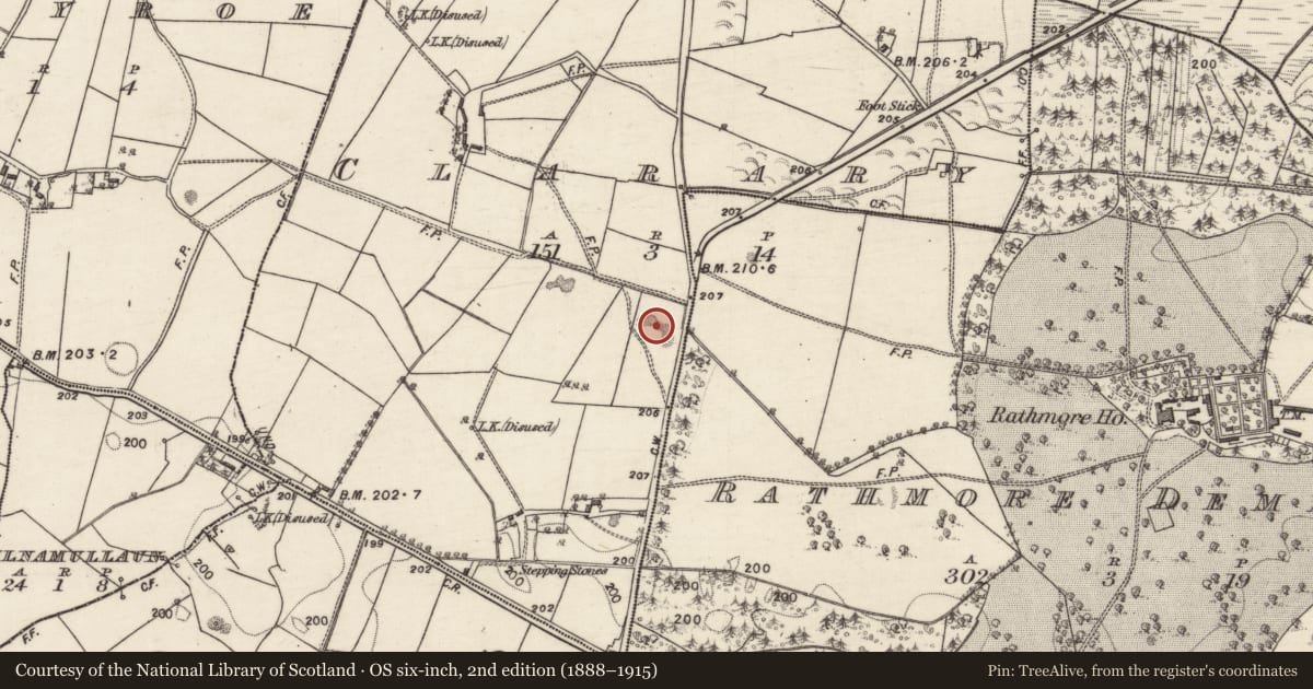 Ordnance Survey six-inch map, 2nd edition (1888–1915) covering the location of Quarry, Clarary, County Galway, with a pin at the register's coordinates