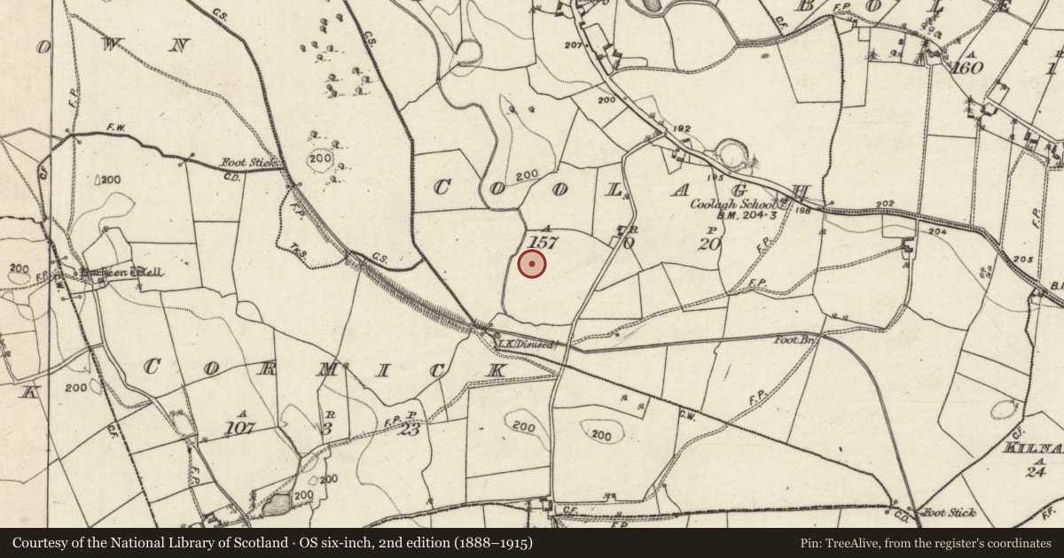 Ordnance Survey six-inch map, 2nd edition (1888–1915) covering the location of Quarry, Coolagh, County Galway, with a pin at the register's coordinates