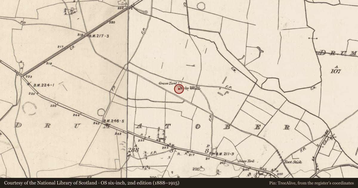Ordnance Survey six-inch map, 2nd edition (1888–1915) covering the location of Ritual site - holy well, Drumatober, County Galway, with a pin at the register's coordinates