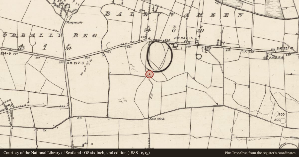 Ordnance Survey six-inch map, 2nd edition (1888–1915) covering the location of Ringfort - rath, Eskerboy, County Galway, with a pin at the register's coordinates