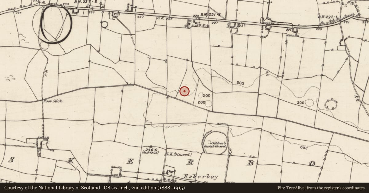 Ordnance Survey six-inch map, 2nd edition (1888–1915) covering the location of Quarry, Eskerboy, County Galway, with a pin at the register's coordinates
