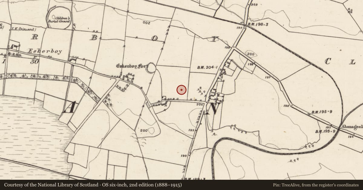 Ordnance Survey six-inch map, 2nd edition (1888–1915) covering the location of Quarry, Eskerboy, County Galway, with a pin at the register's coordinates
