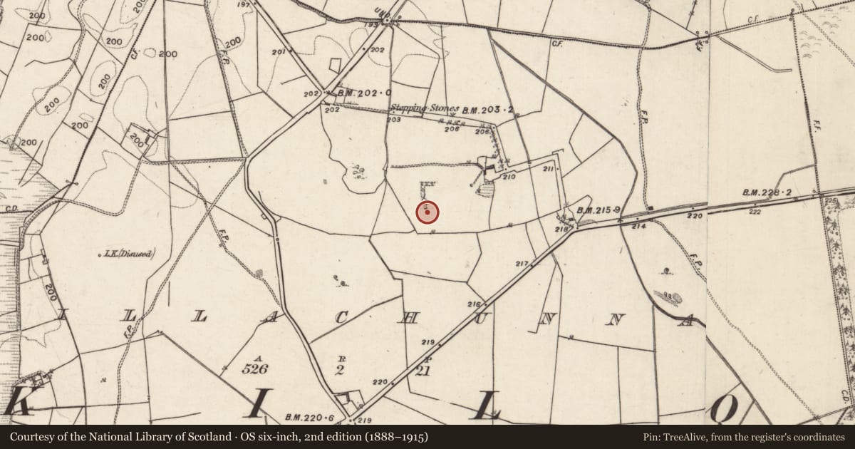 Ordnance Survey six-inch map, 2nd edition (1888–1915) covering the location of Ringfort - rath, Killachunna, County Galway, with a pin at the register's coordinates