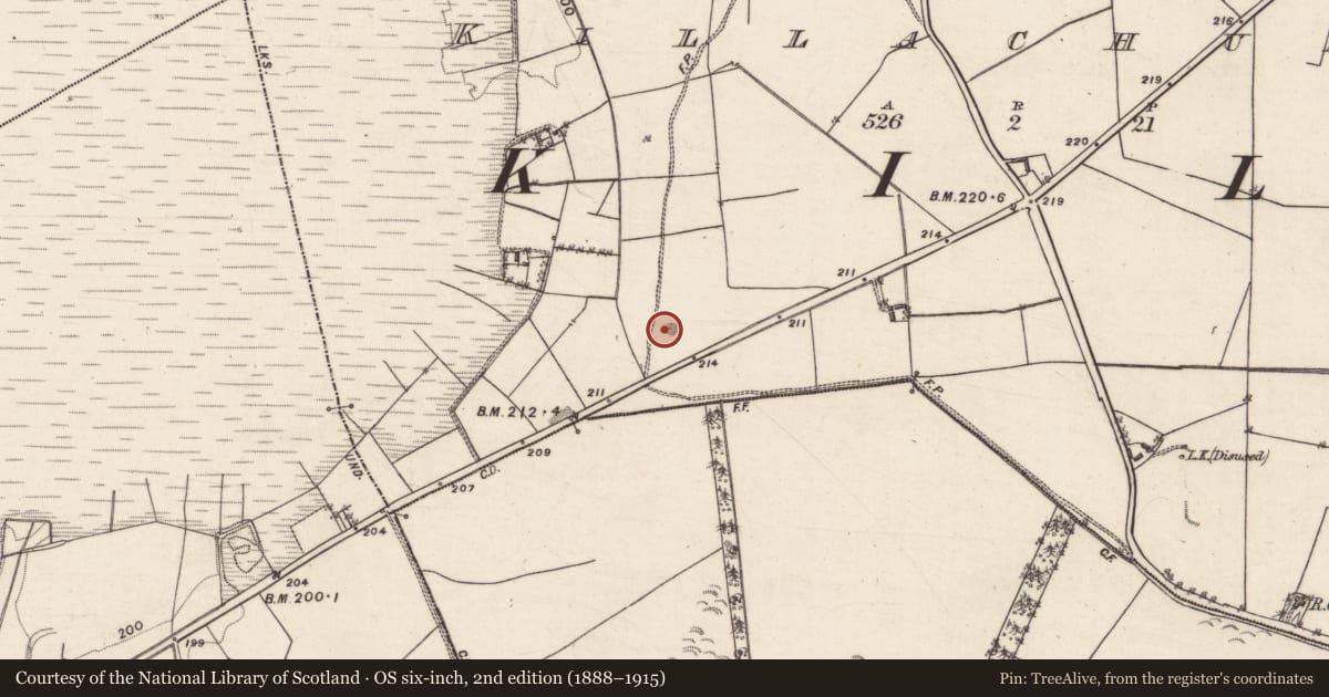 Ordnance Survey six-inch map, 2nd edition (1888–1915) covering the location of Quarry, Killachunna, County Galway, with a pin at the register's coordinates