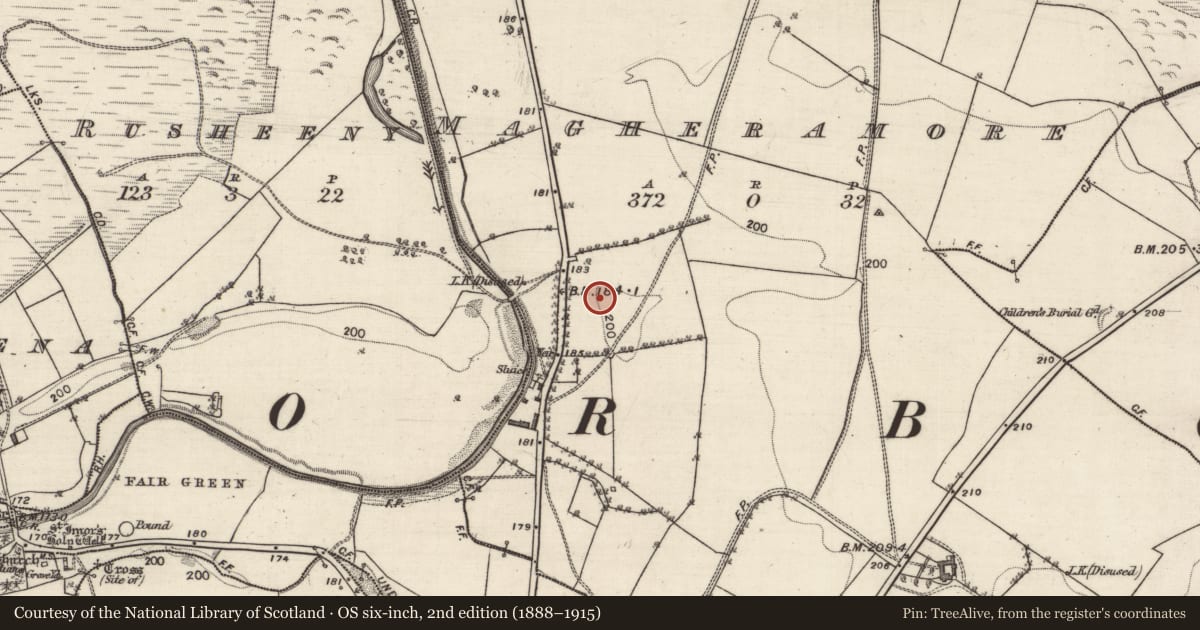 Ordnance Survey six-inch map, 2nd edition (1888–1915) covering the location of Quarry, Magheramore, County Galway, with a pin at the register's coordinates