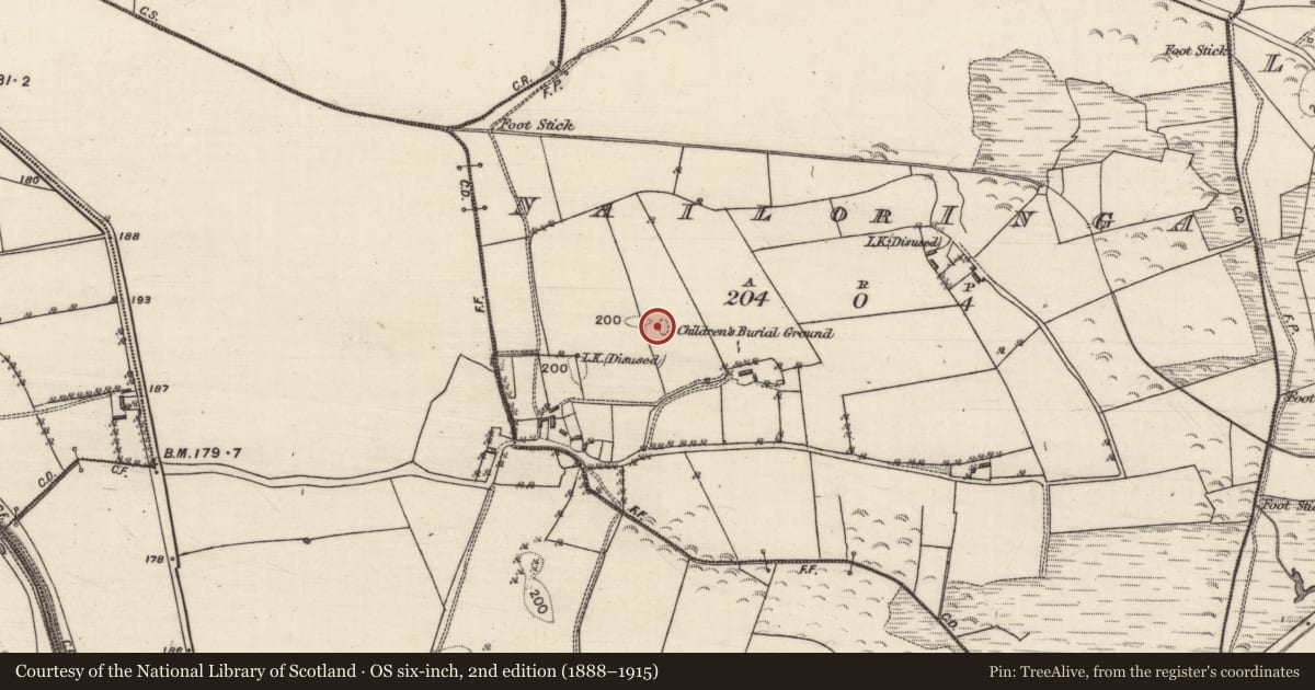 Ordnance Survey six-inch map, 2nd edition (1888–1915) covering the location of Children's burial ground, Nail Or Inga, County Galway, with a pin at the register's coordinates
