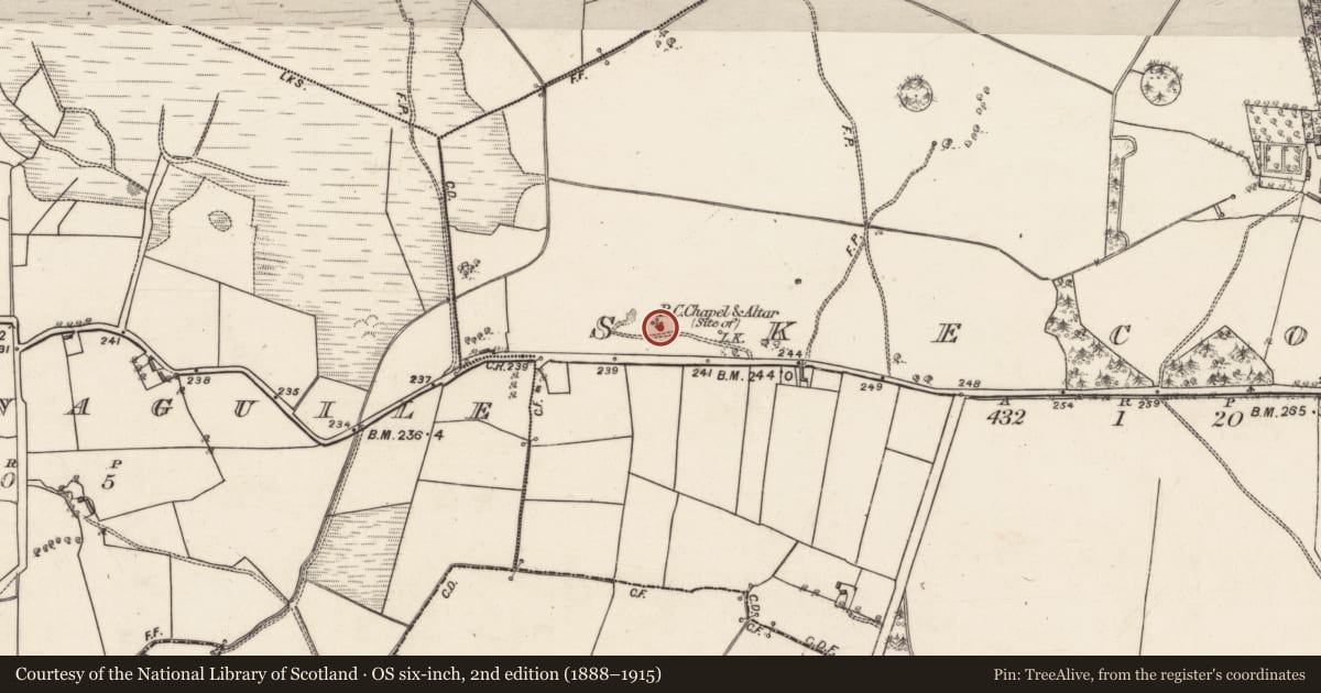 Ordnance Survey six-inch map, 2nd edition (1888–1915) covering the location of Chapel, Skecoor, County Galway, with a pin at the register's coordinates