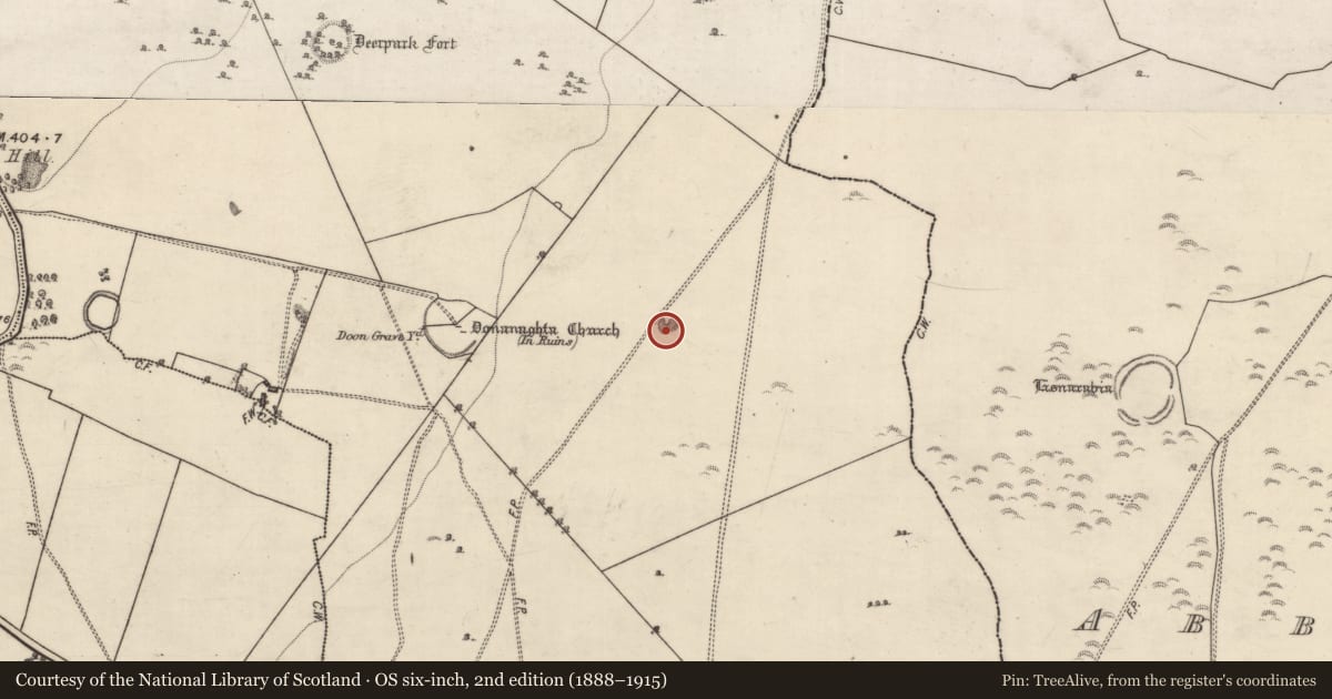 Ordnance Survey six-inch map, 2nd edition (1888–1915) covering the location of Quarry, Eyrecourt Demesne, County Galway, with a pin at the register's coordinates