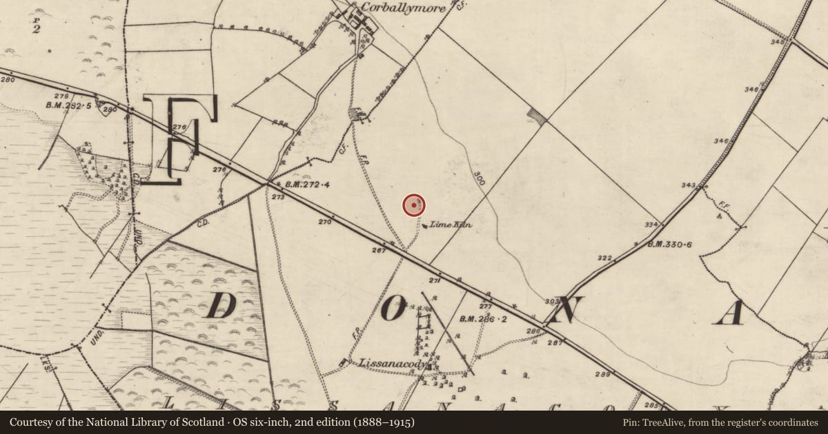 Ordnance Survey six-inch map, 2nd edition (1888–1915) covering the location of Quarry, Lissanacody, County Galway, with a pin at the register's coordinates