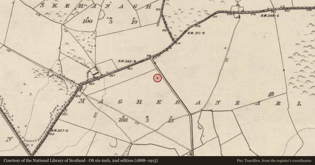 Ordnance Survey six-inch map, 2nd edition (1888–1915) covering the location of Quarry, Magheranearla, County Galway, with a pin at the register's coordinates
