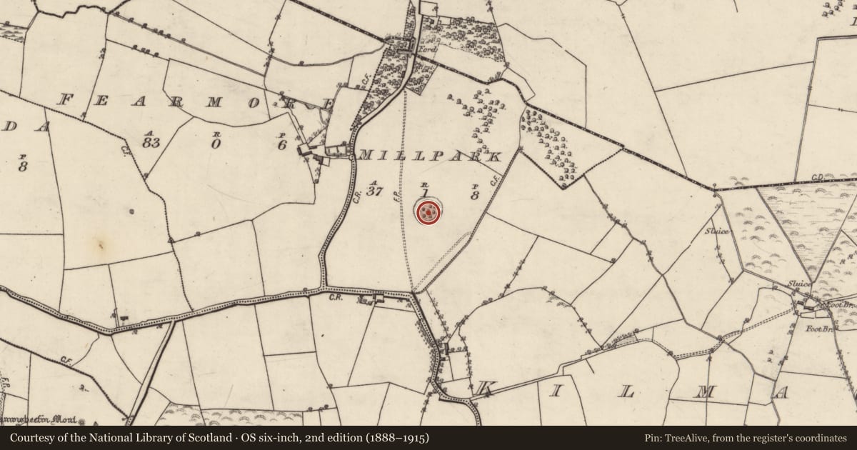 Ordnance Survey six-inch map, 2nd edition (1888–1915) covering the location of Ringfort - rath, Millpark, County Galway, with a pin at the register's coordinates