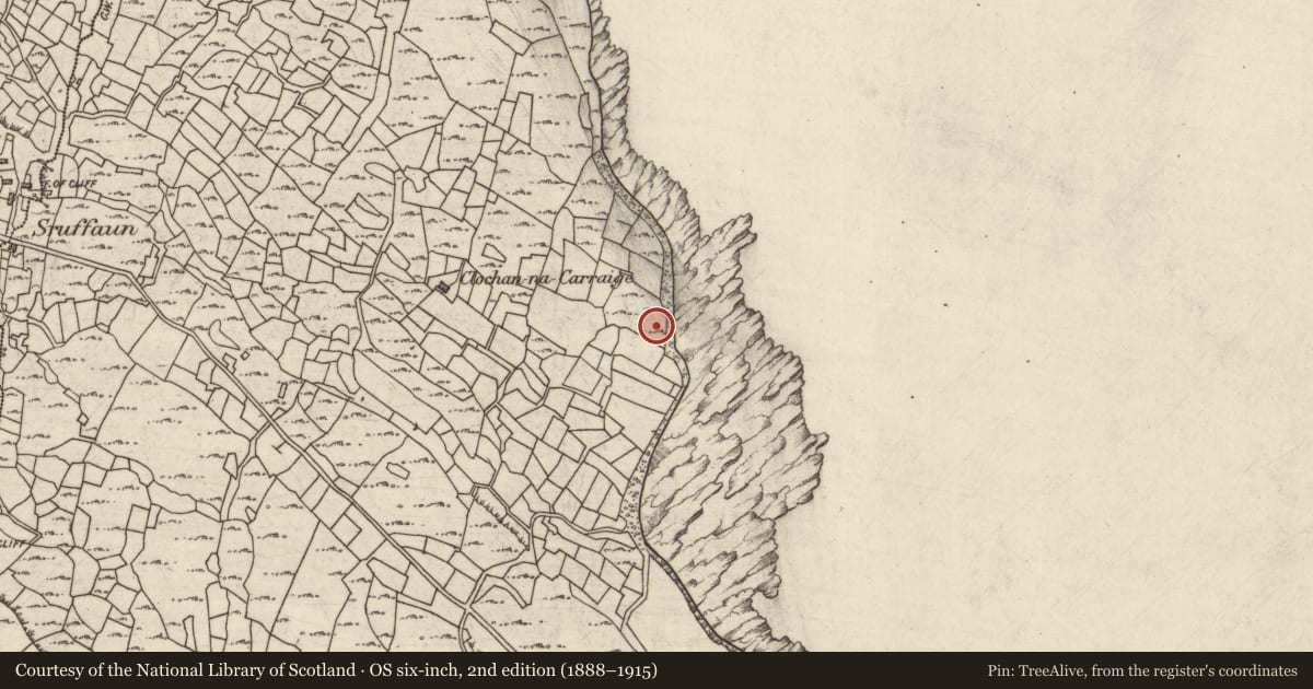 Ordnance Survey six-inch map, 2nd edition (1888–1915) covering the location of Building, Cill Mhuirbhigh, County Galway, with a pin at the register's coordinates