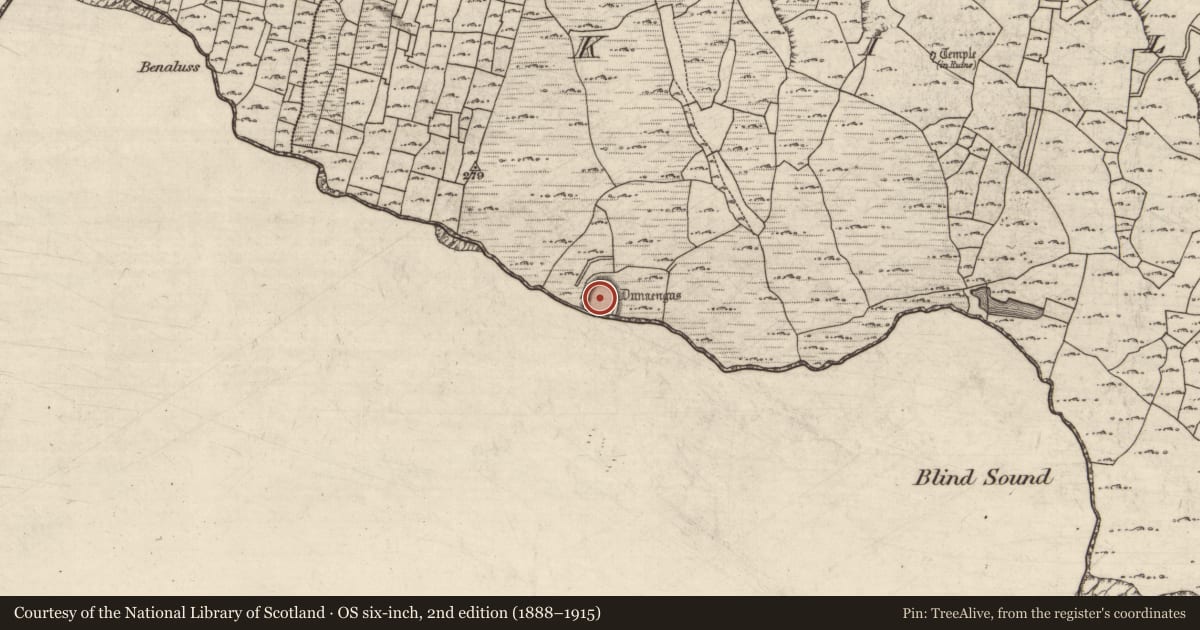 Ordnance Survey six-inch map, 2nd edition (1888–1915) covering the location of Habitation site, Cill Mhuirbhigh, County Galway, with a pin at the register's coordinates