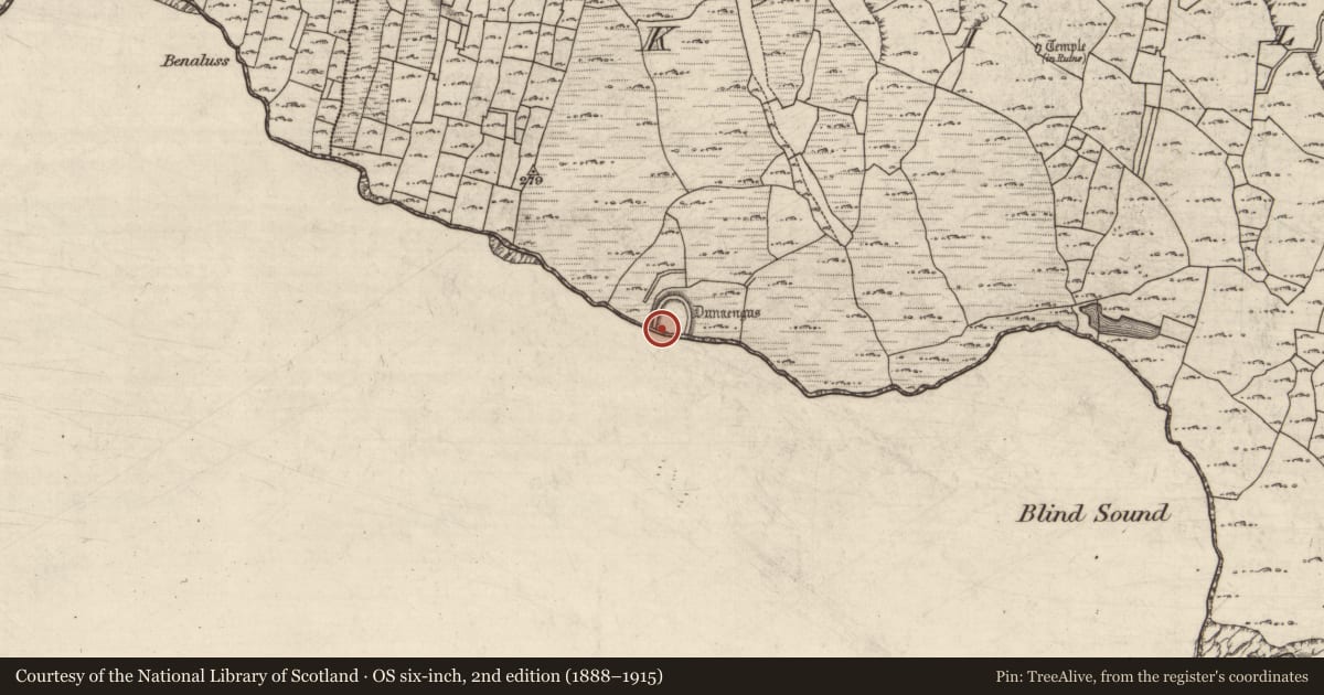 Ordnance Survey six-inch map, 2nd edition (1888–1915) covering the location of Hearth, Cill Mhuirbhigh, County Galway, with a pin at the register's coordinates