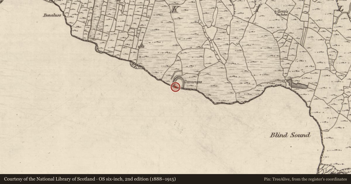 Ordnance Survey six-inch map, 2nd edition (1888–1915) covering the location of House - early medieval, Cill Mhuirbhigh, County Galway, with a pin at the register's coordinates