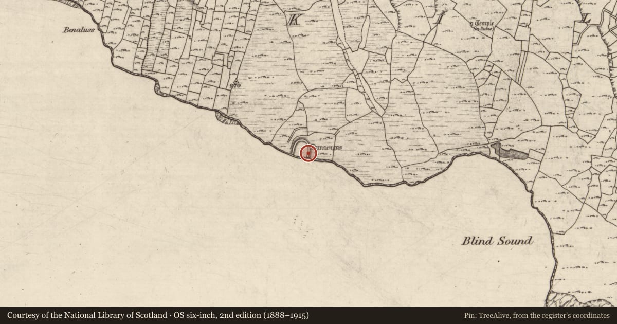 Ordnance Survey six-inch map, 2nd edition (1888–1915) covering the location of Habitation site, Cill Mhuirbhigh, County Galway, with a pin at the register's coordinates