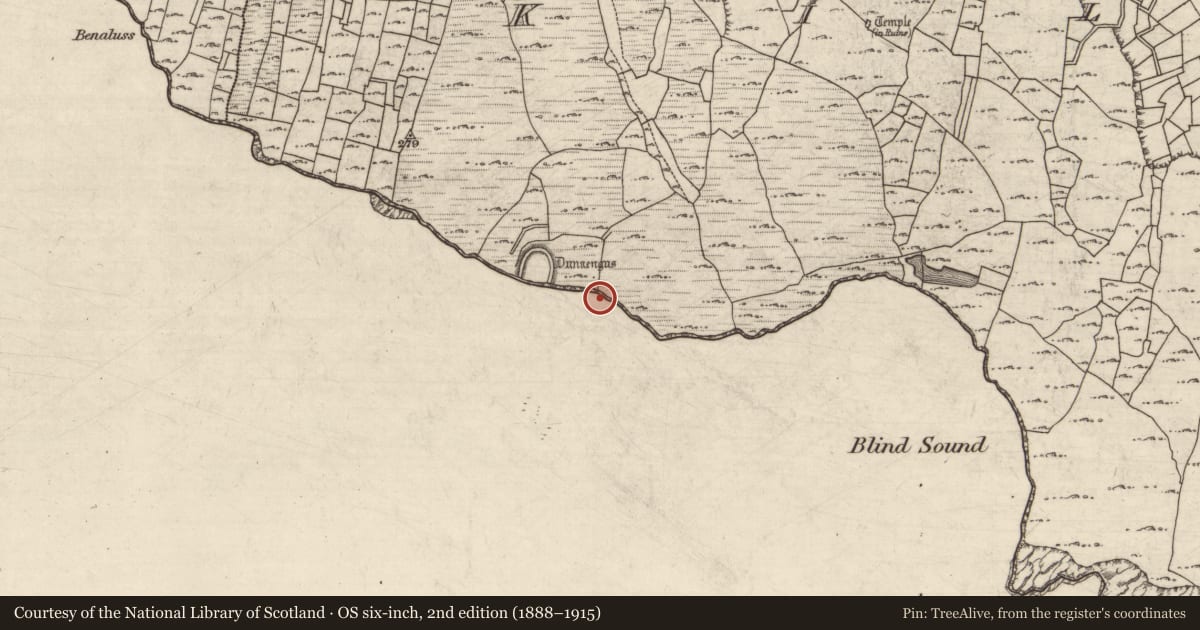 Ordnance Survey six-inch map, 2nd edition (1888–1915) covering the location of House - Iron Age, Cill Mhuirbhigh, County Galway, with a pin at the register's coordinates