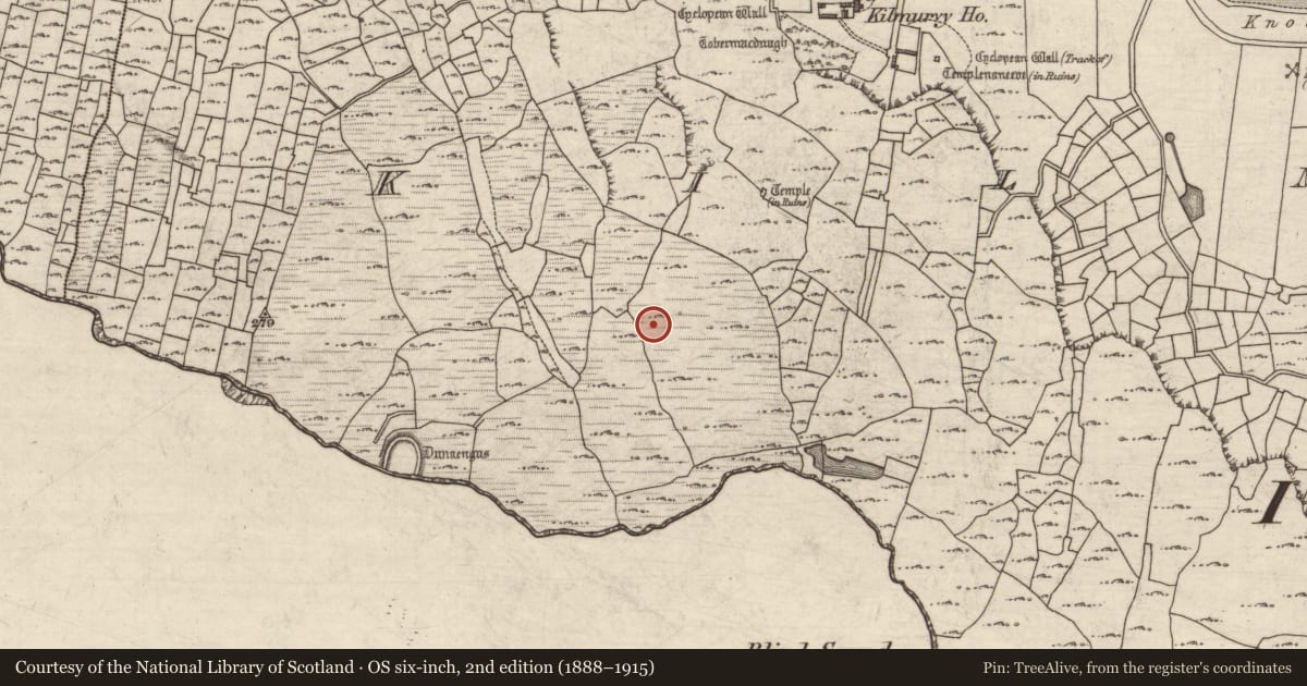 Ordnance Survey six-inch map, 2nd edition (1888–1915) covering the location of House - indeterminate date, Cill Mhuirbhigh, County Galway, with a pin at the register's coordinates