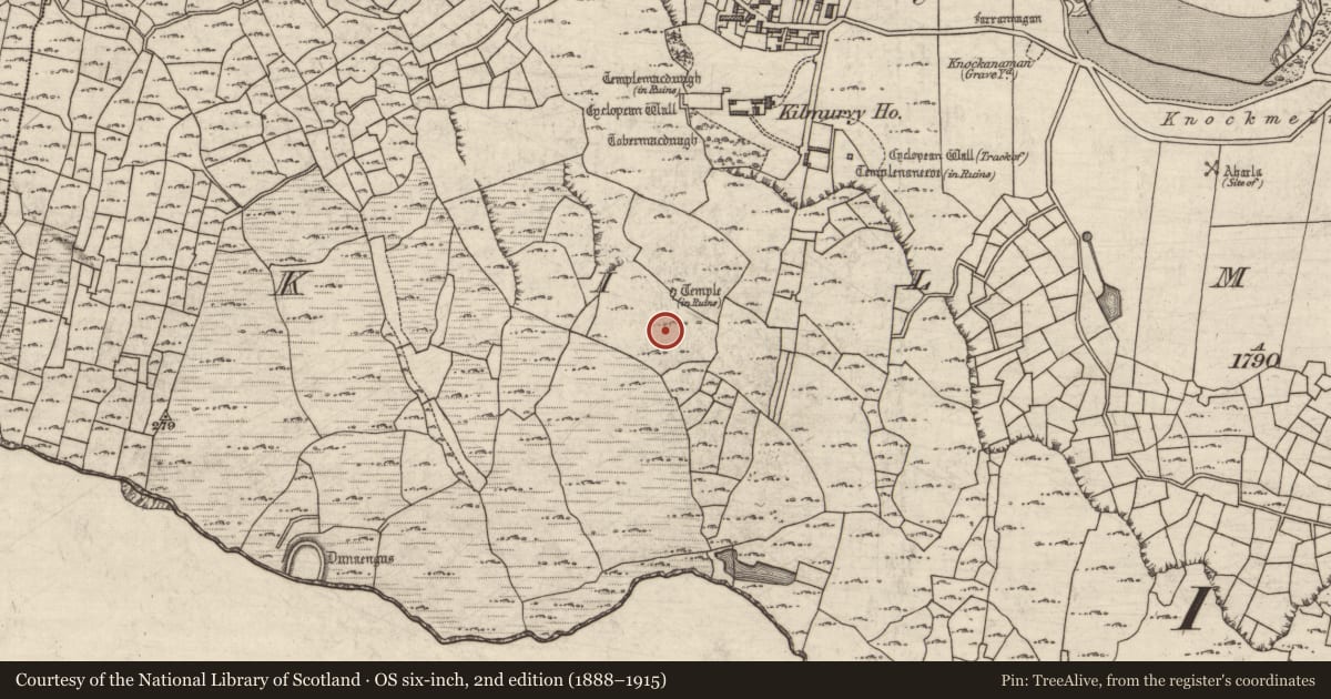 Ordnance Survey six-inch map, 2nd edition (1888–1915) covering the location of House - indeterminate date, Cill Mhuirbhigh, County Galway, with a pin at the register's coordinates