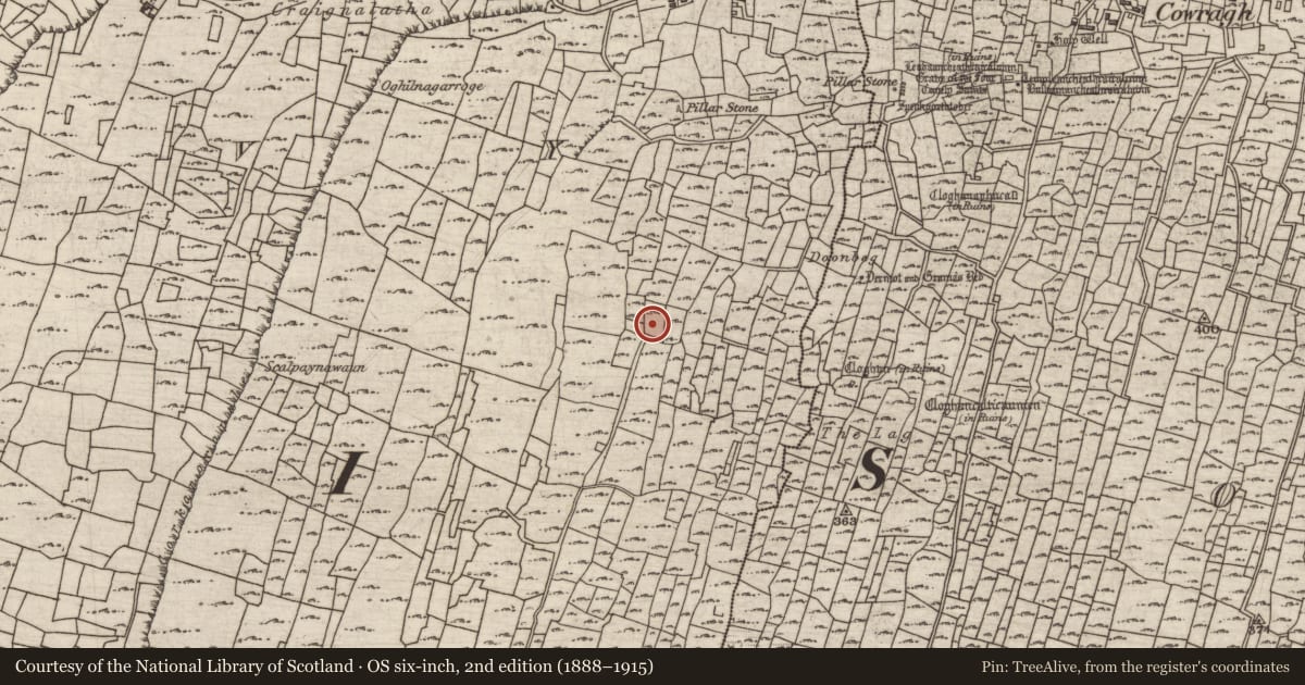 Ordnance Survey six-inch map, 2nd edition (1888–1915) covering the location of House - indeterminate date, Cill Mhuirbhigh, County Galway, with a pin at the register's coordinates