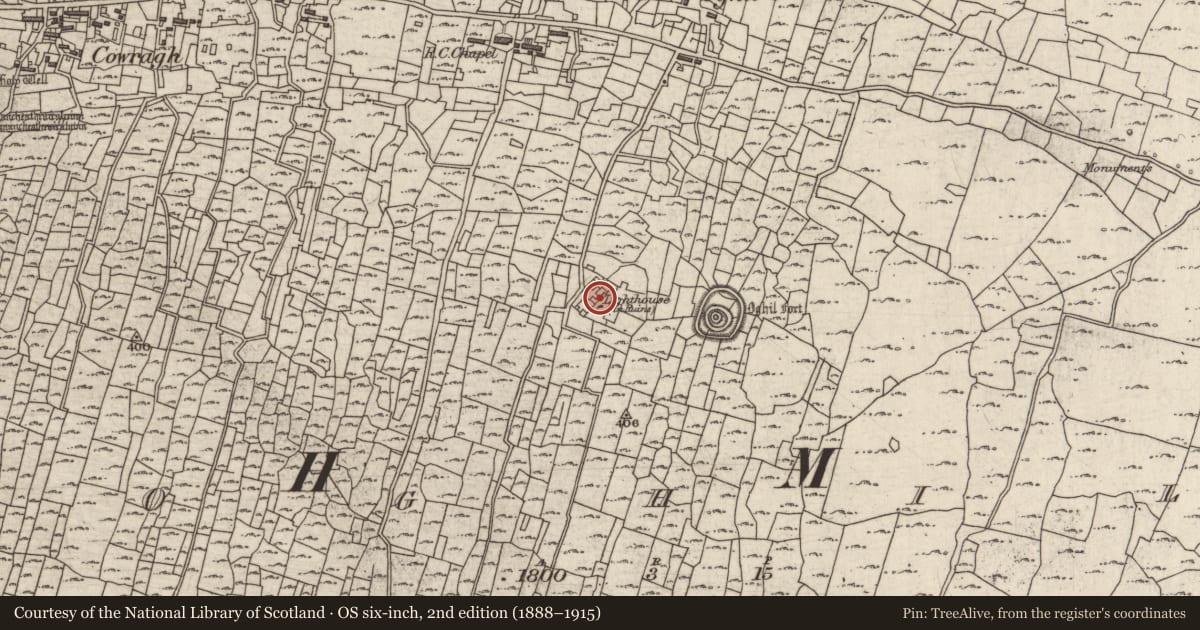Ordnance Survey six-inch map, 2nd edition (1888–1915) covering the location of Lighthouse, Eochaill (Bar. Árainn), County Galway, with a pin at the register's coordinates