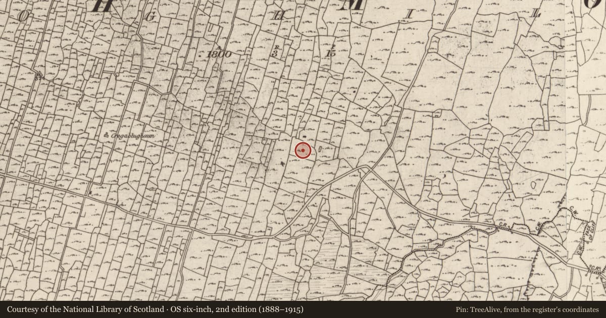 Ordnance Survey six-inch map, 2nd edition (1888–1915) covering the location of Clochan, Eochaill (Bar. Árainn), County Galway, with a pin at the register's coordinates