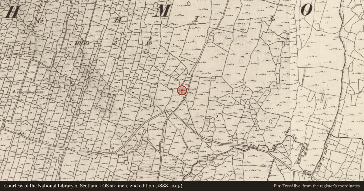 Ordnance Survey six-inch map, 2nd edition (1888–1915) covering the location of Building, Eochaill (Bar. Árainn), County Galway, with a pin at the register's coordinates
