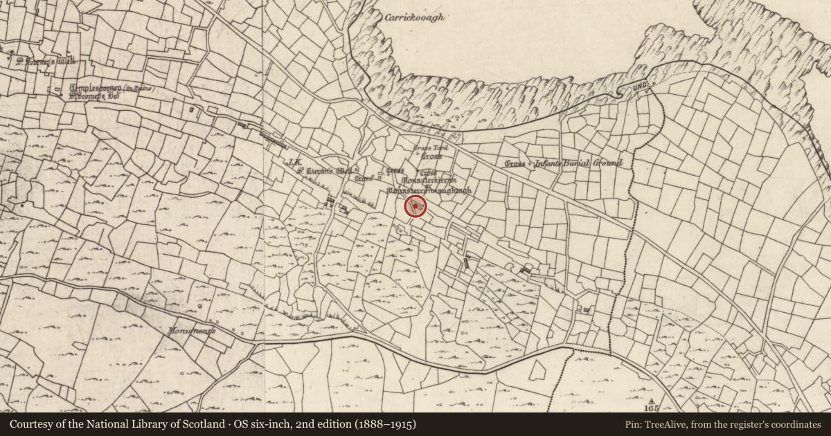 Ordnance Survey six-inch map, 2nd edition (1888–1915) covering the location of House - 18th/19th century, Eochaill (Bar. Árainn), County Galway, with a pin at the register's coordinates