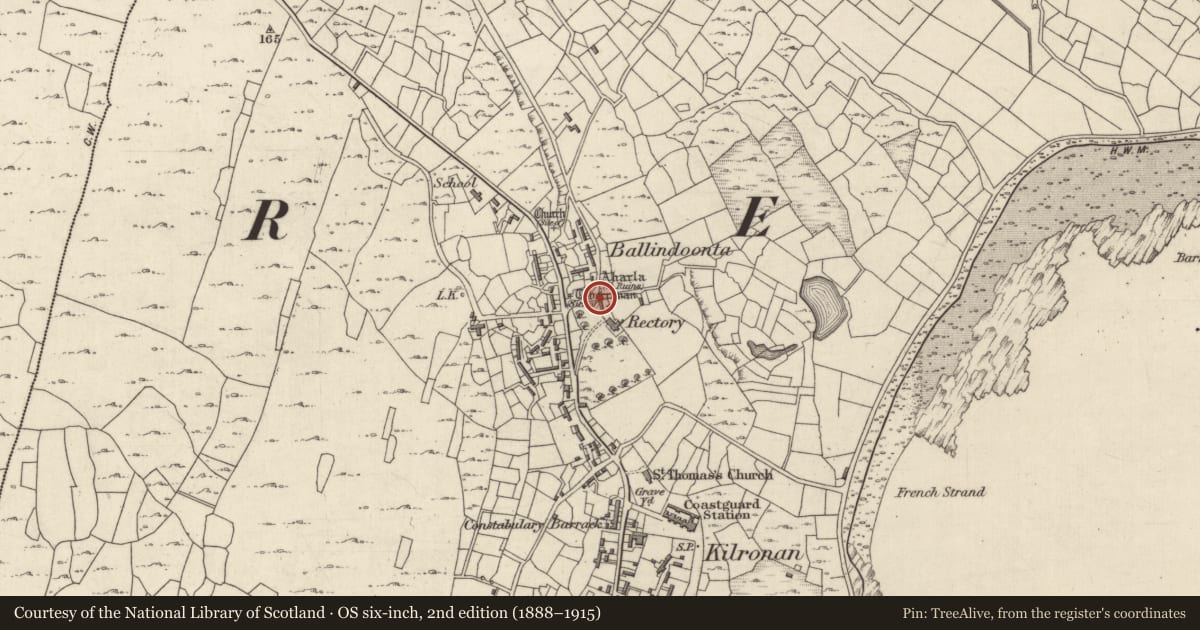 Ordnance Survey six-inch map, 2nd edition (1888–1915) covering the location of Altar, Cill Éinne, County Galway, with a pin at the register's coordinates