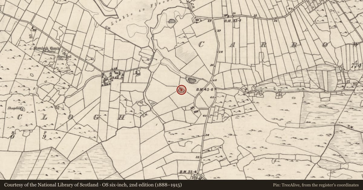 Ordnance Survey six-inch map, 2nd edition (1888–1915) covering the location of Mass-rock, Carrownamaddra, County Galway, with a pin at the register's coordinates