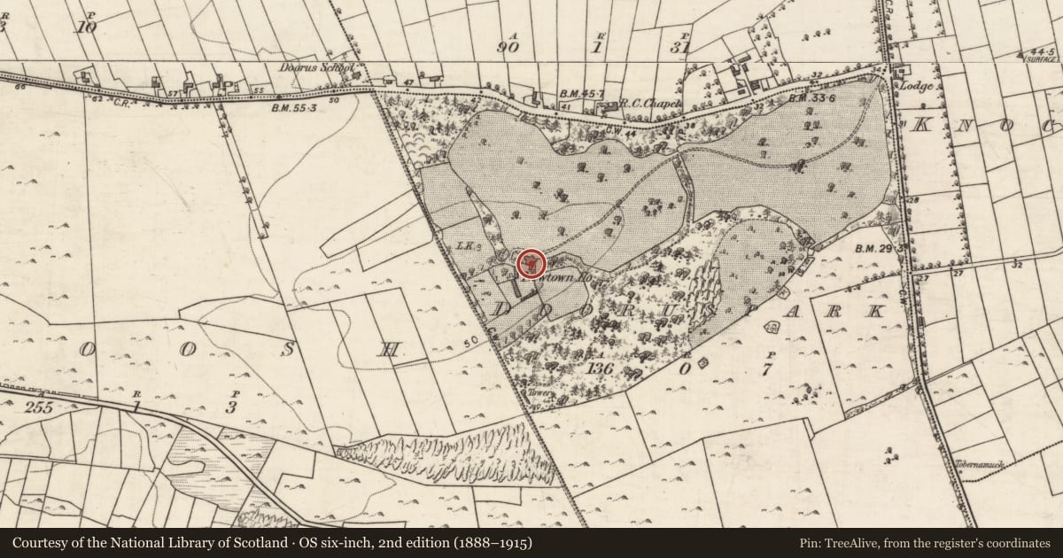 Ordnance Survey six-inch map, 2nd edition (1888–1915) covering the location of House - 18th/19th century, Dooruspark, County Galway, with a pin at the register's coordinates