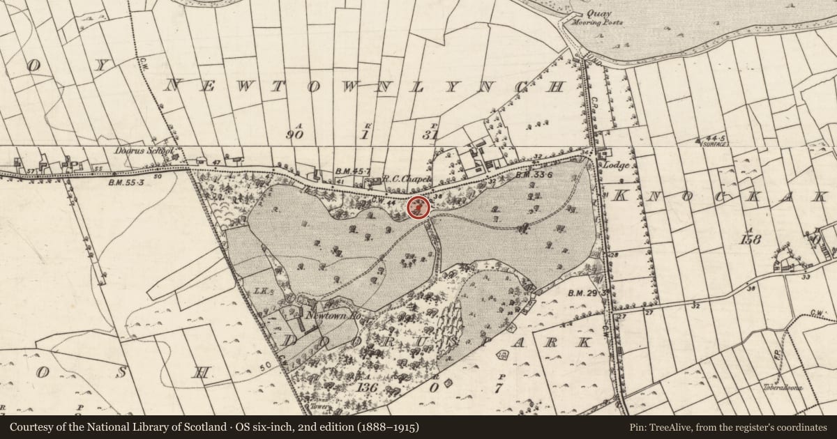 Ordnance Survey six-inch map, 2nd edition (1888–1915) covering the location of House - indeterminate date, Dooruspark, County Galway, with a pin at the register's coordinates