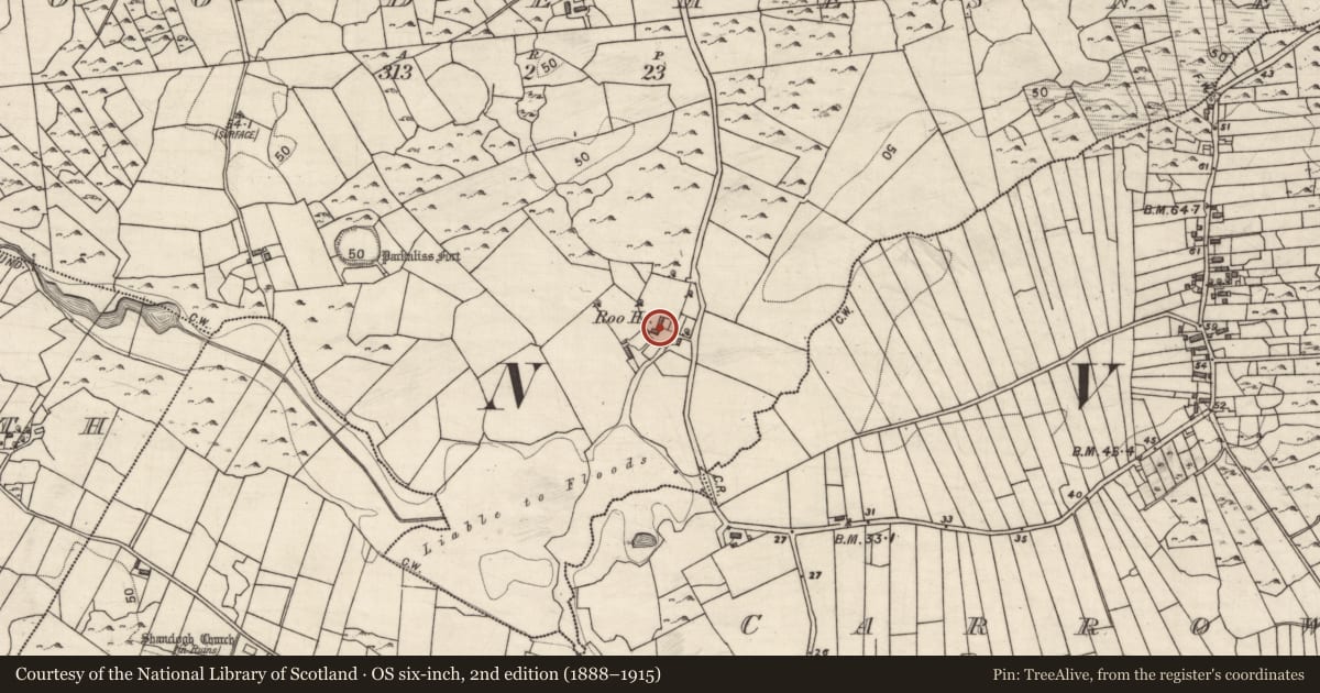 Ordnance Survey six-inch map, 2nd edition (1888–1915) covering the location of House - 18th/19th century, Roo Demesne, County Galway, with a pin at the register's coordinates