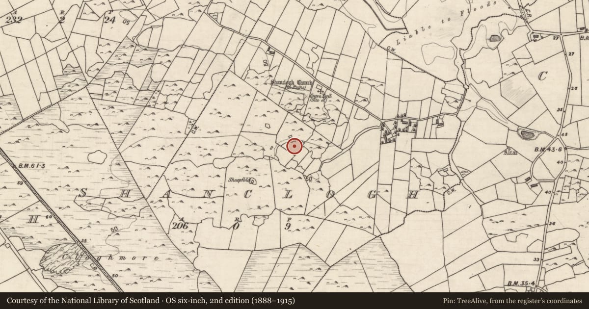 Ordnance Survey six-inch map, 2nd edition (1888–1915) covering the location of House - 18th/19th century, Shanclogh, County Galway, with a pin at the register's coordinates